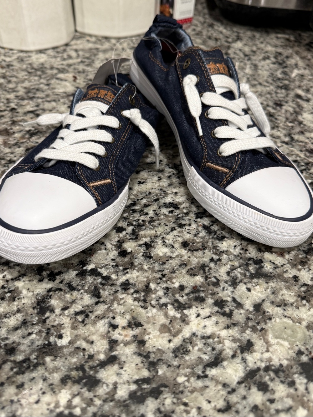 Levi's Navy Denim Low-Top Sneakers with White Toe